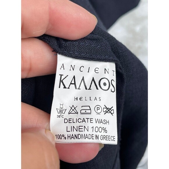 Ancient Kallos navy Linen Kaftan Dress - 100%
Handmade in Greece, Boho Maxi - Picture 9 of 12